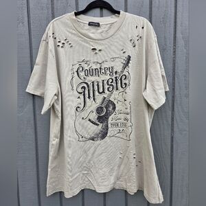 NWOT Graphic Tee Disstressed Country Music